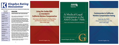 Kingdon Rating Newsletter | California Workers Compensation | AMA Guides Fifth: | California Workers Compensation Rating
